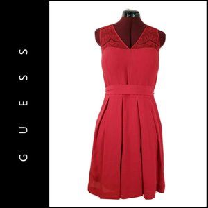 Guess Woman Sleeveless Lace Top Red Dress Size 10